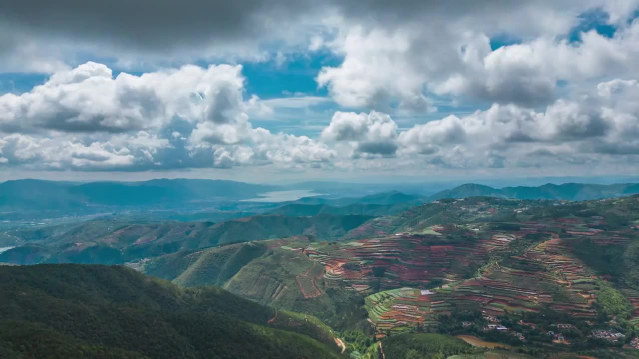 云南省红河州石屏县山区延时航拍视频素材