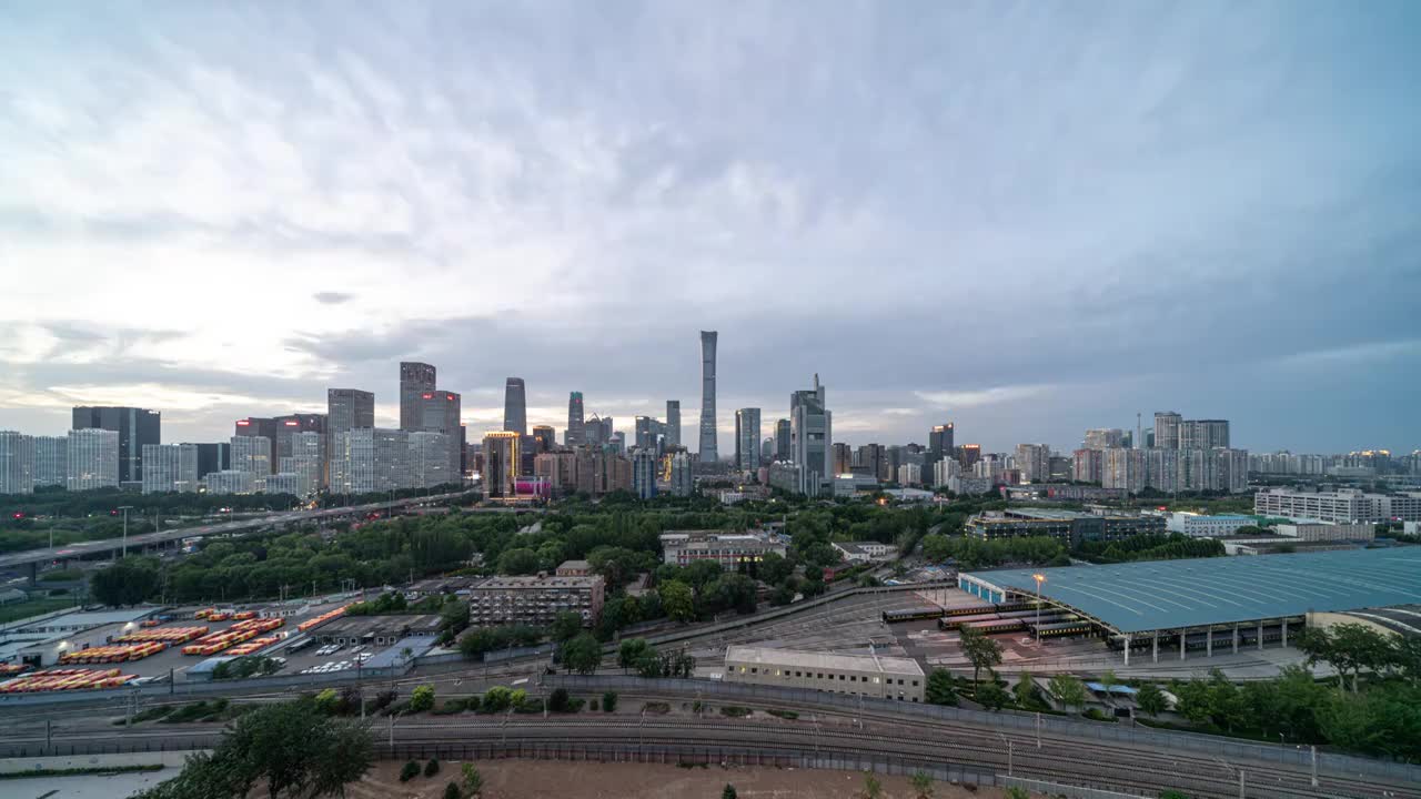 国贸建筑群日转夜视频素材