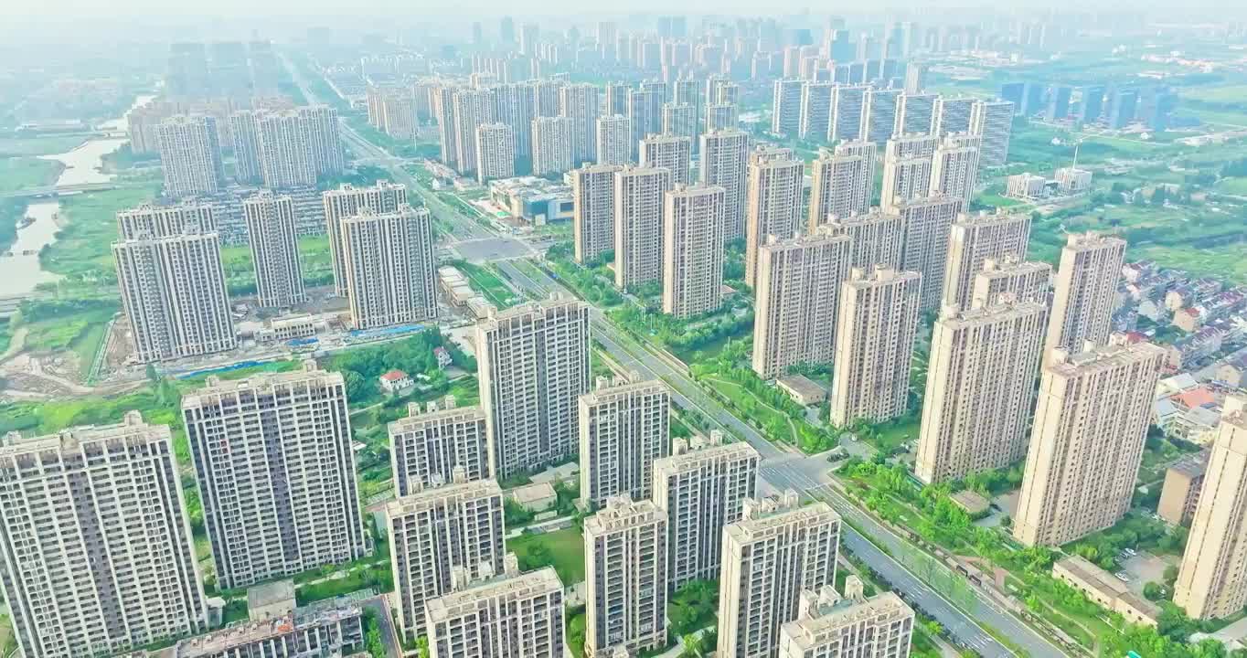 航拍中国浙江城市建筑风光视频素材