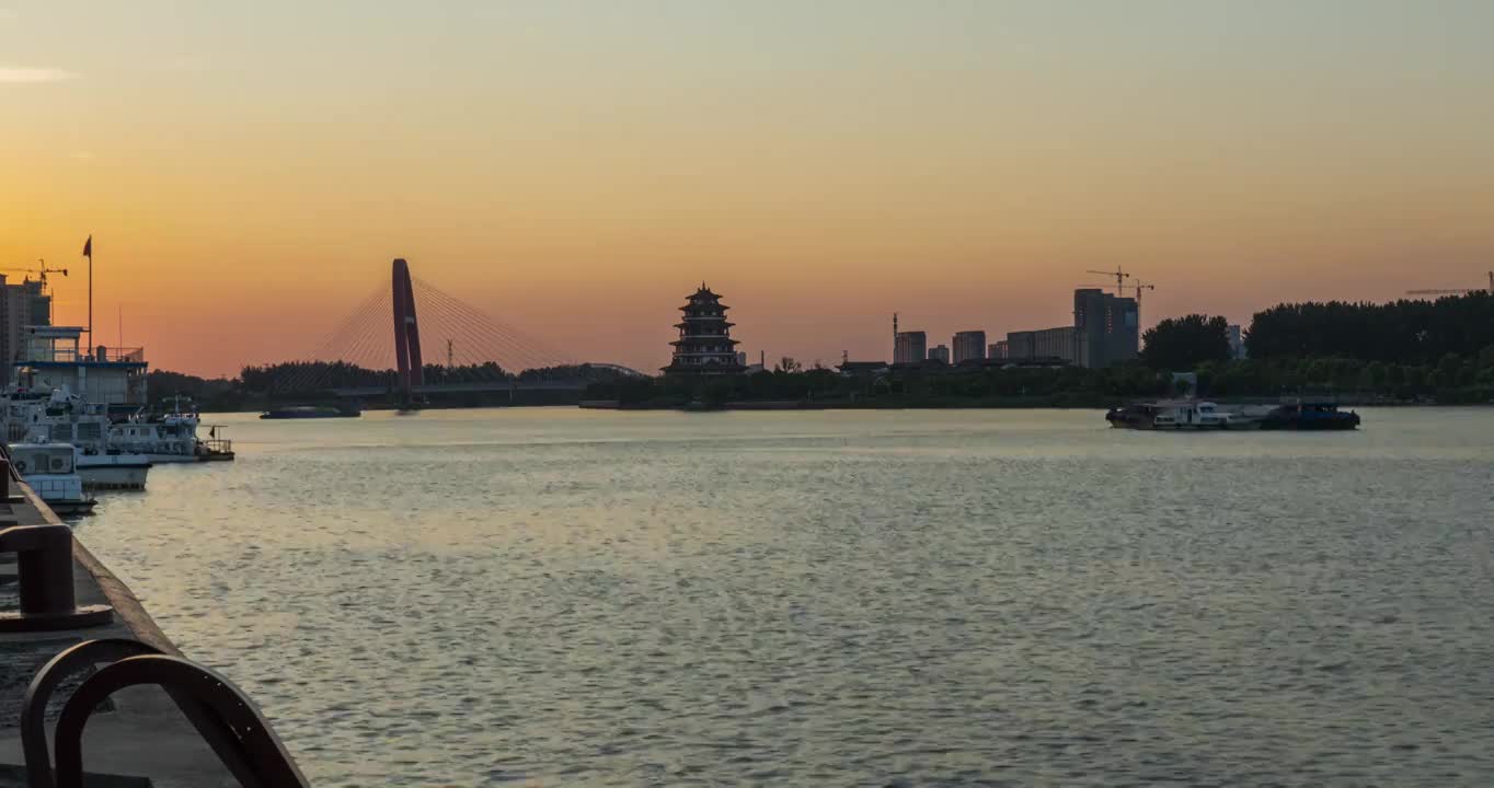 泗阳城市晚霞夜景视频素材