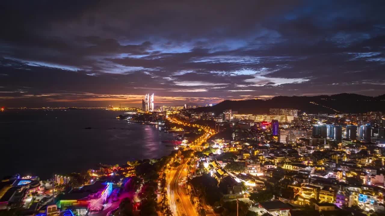 厦门夜景航拍延时视频素材