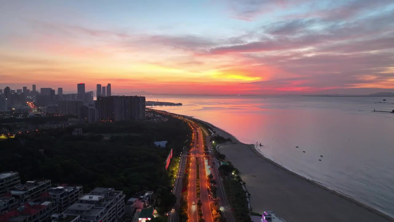 厦门环岛路朝霞视频素材