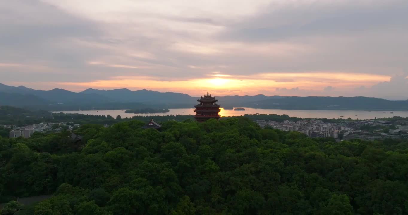 杭州西湖城隍阁城市风光视频素材