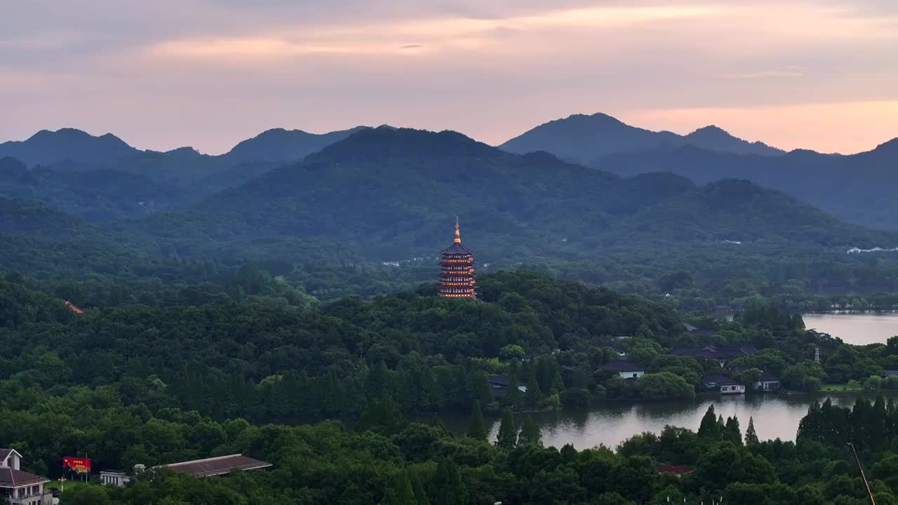 杭州西湖晚霞视频素材