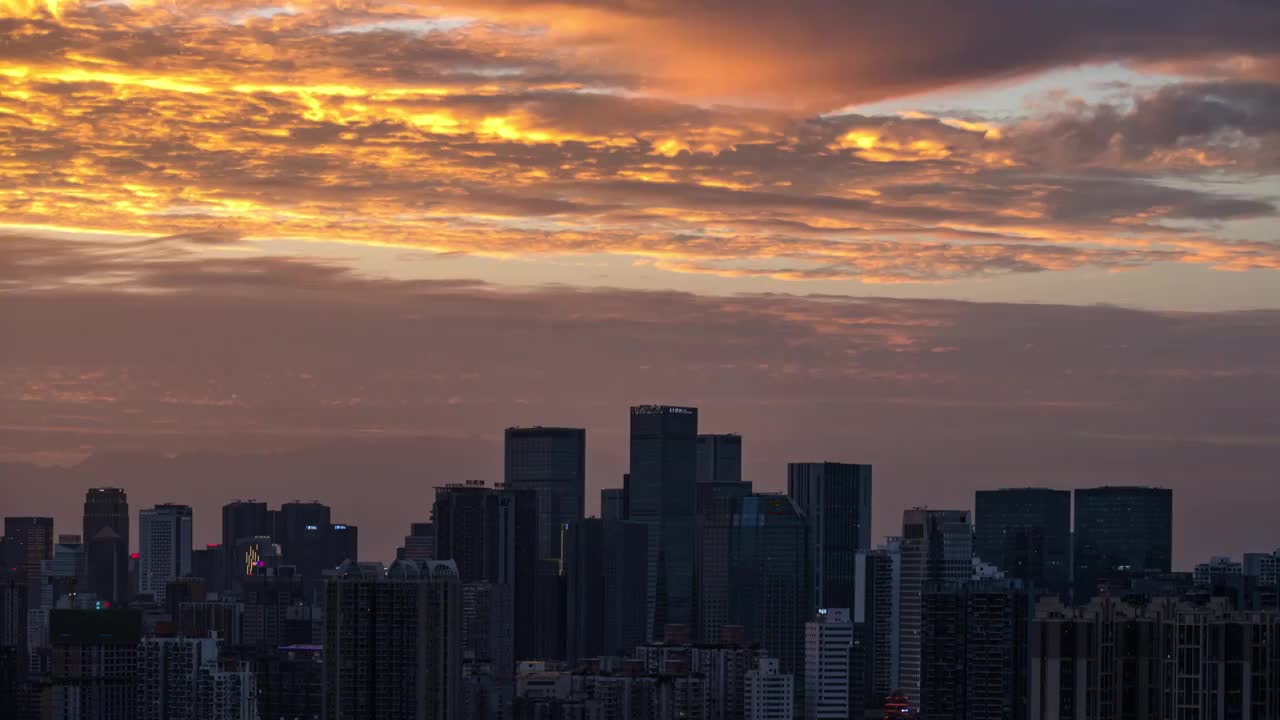 成都城市建筑群晚霞夜景视频素材