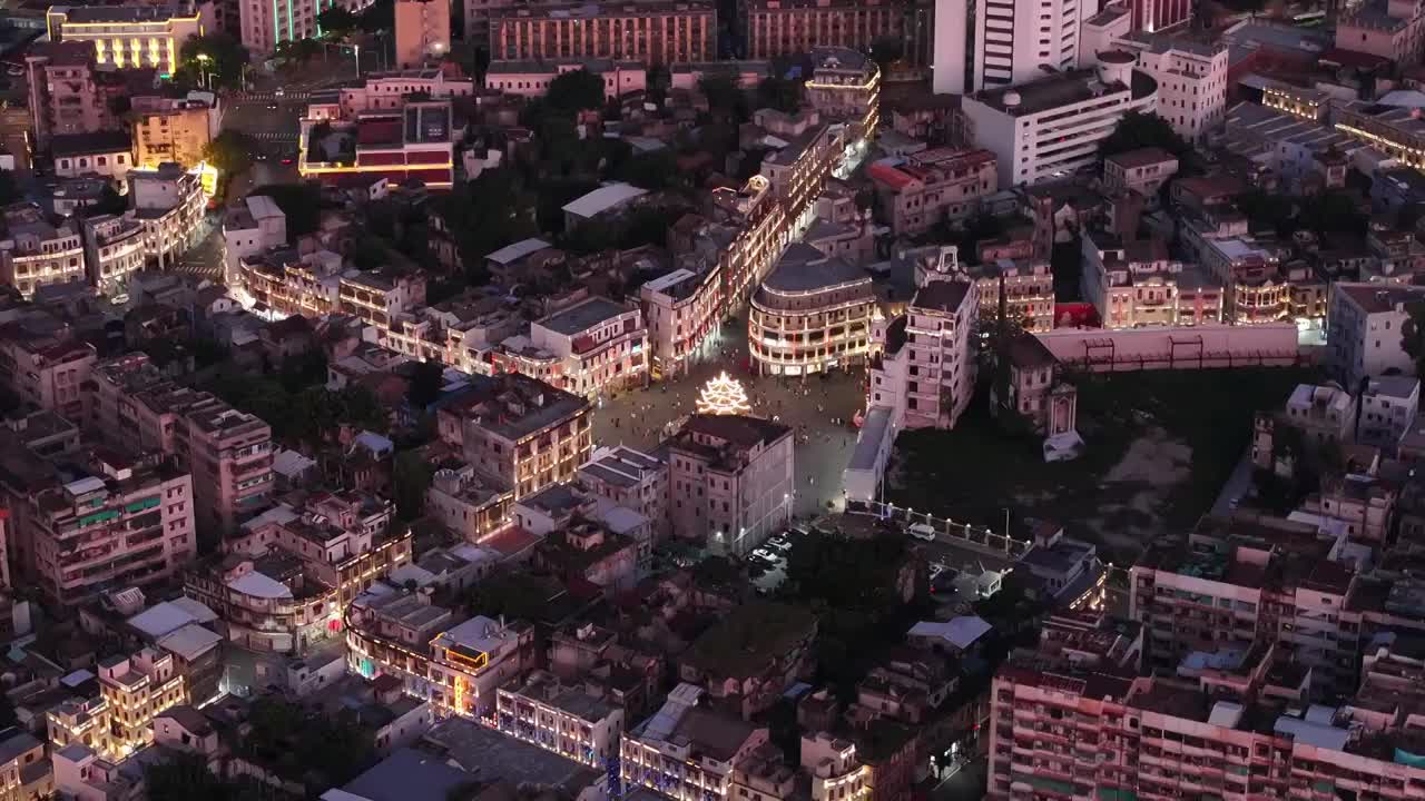 汕头小公园夜景视频素材