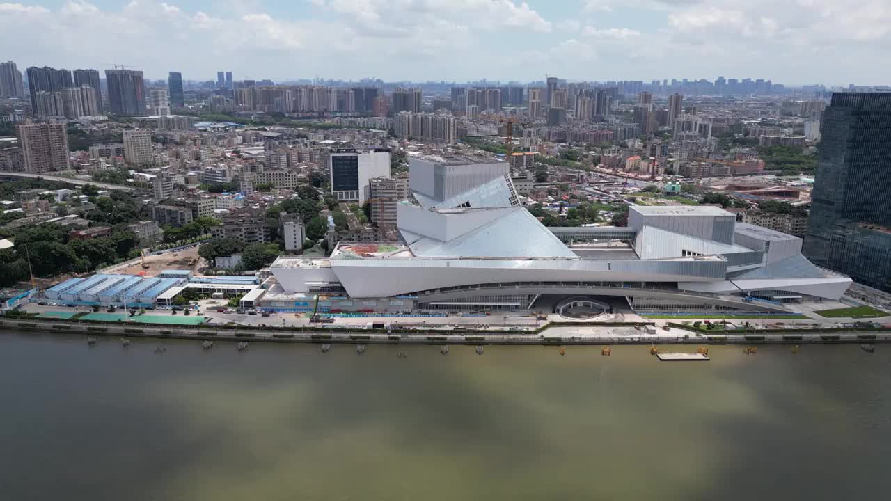 广州荔湾区白鹅潭大湾区艺术中心航拍视频素材