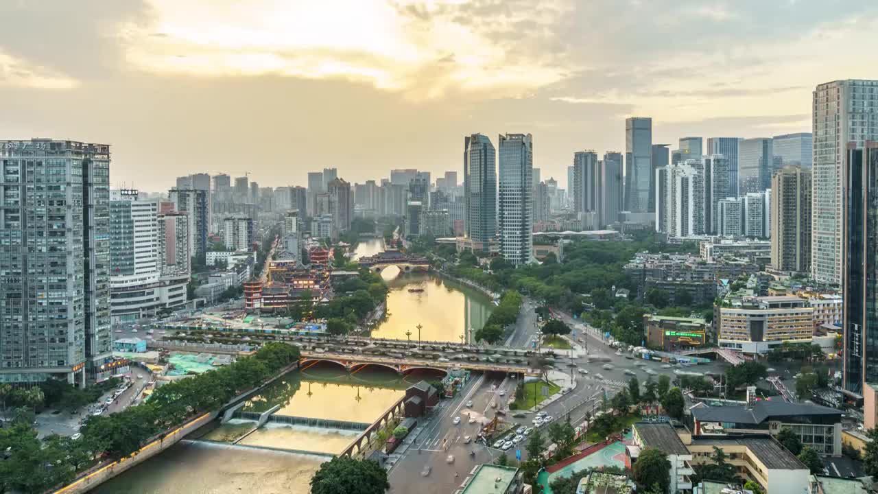 成都九眼桥廊桥夜景车流延时摄影视频素材