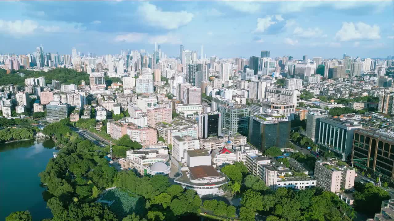 广州越秀城市风光华南重点门户城市岭南天际线粤港澳大湾区龙头都市圈行政商贸金融科教高新产业文化核心区域视频素材