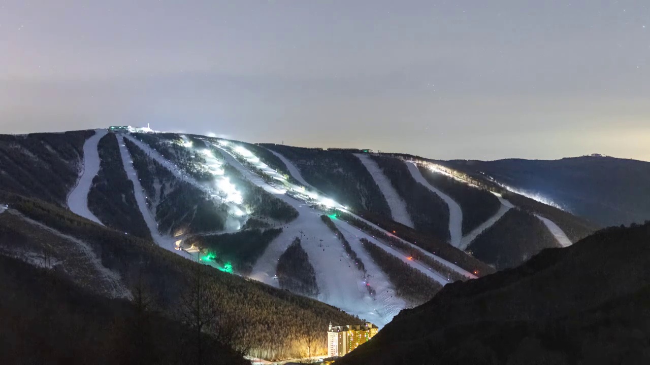 崇礼滑雪场夜空视频素材