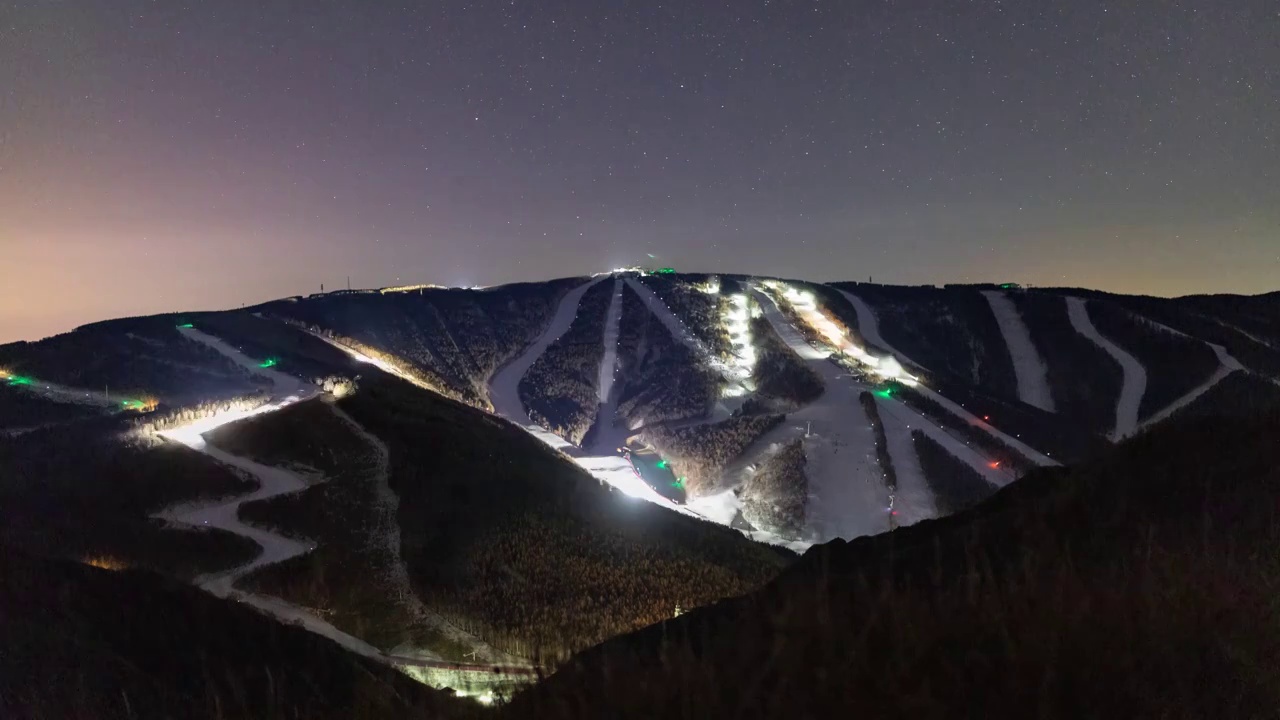 崇礼滑雪场夜空视频素材