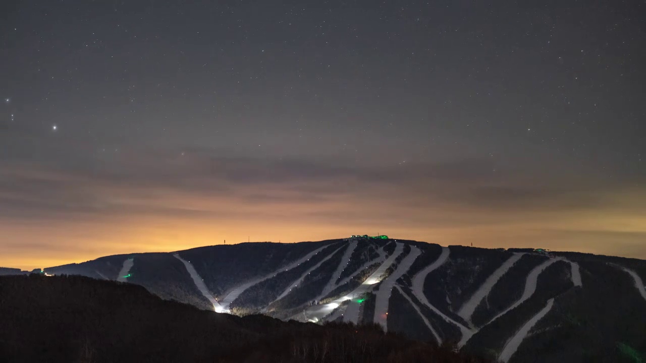 崇礼滑雪场夜空视频素材