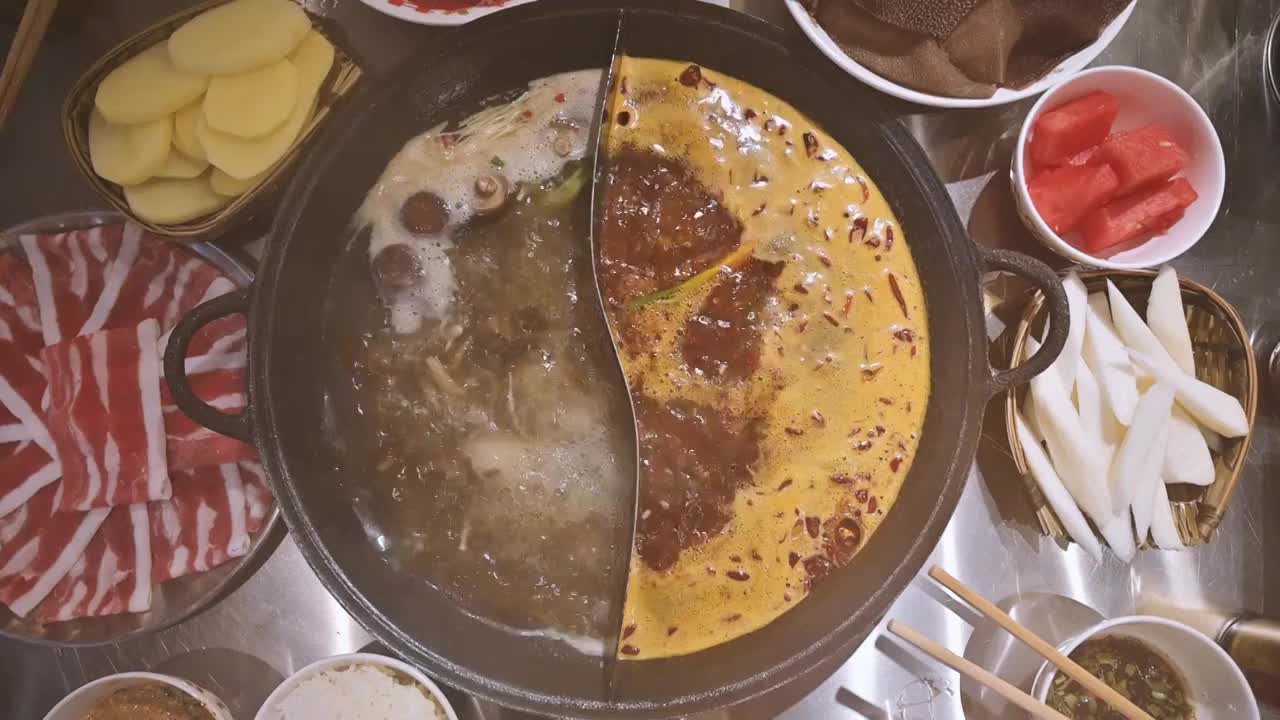 鸳鸯锅 火锅视频素材