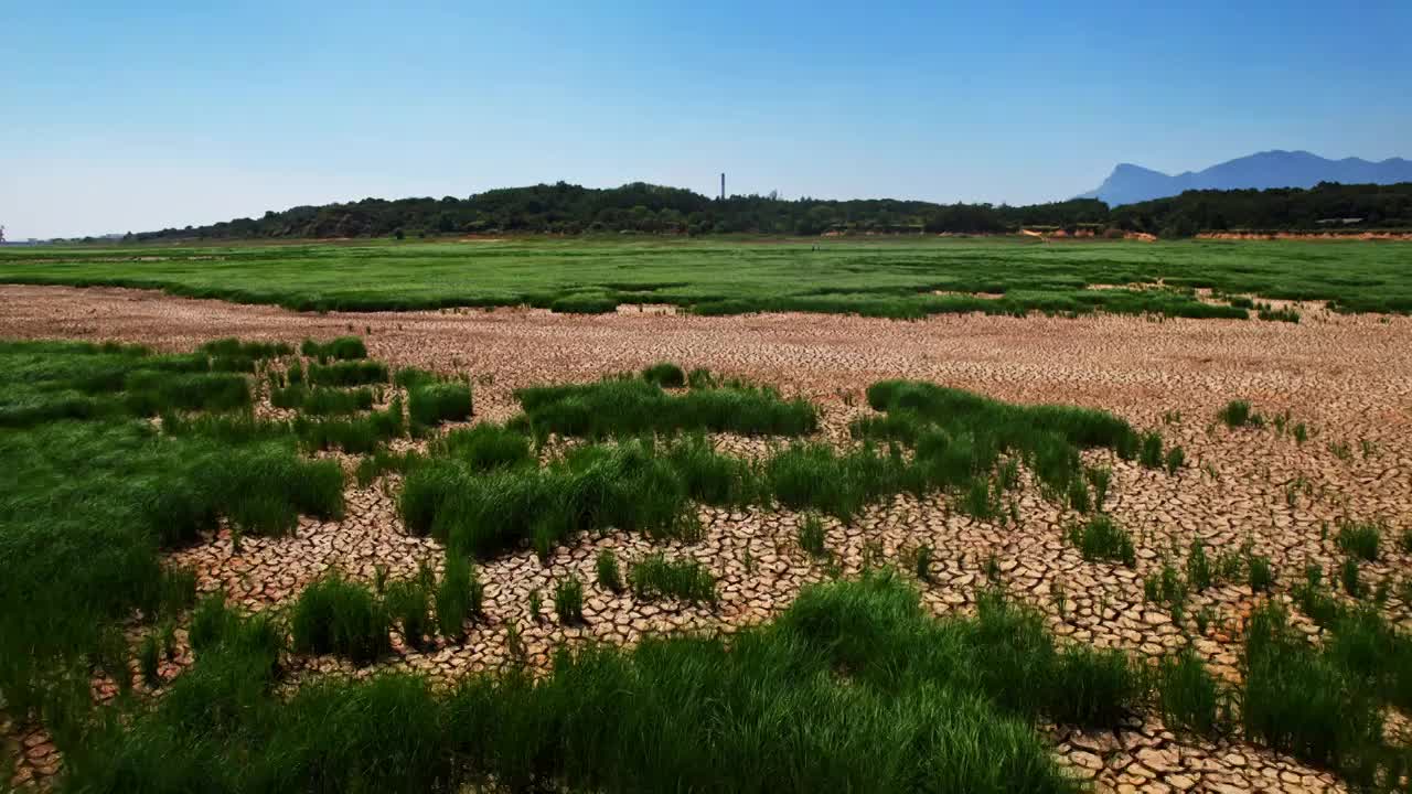 鄱阳湖干涸的河床开裂的土地视频素材