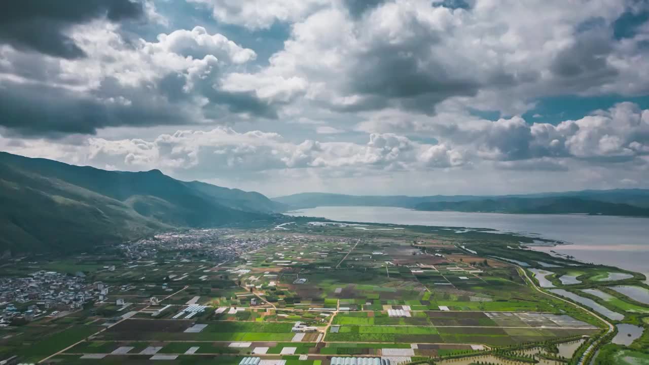 云南省红河州石屏县田园风光航拍延时视频素材