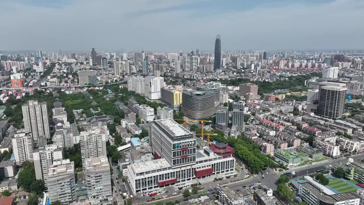 中国山东大学齐鲁医院与山东省中医院航拍视频素材