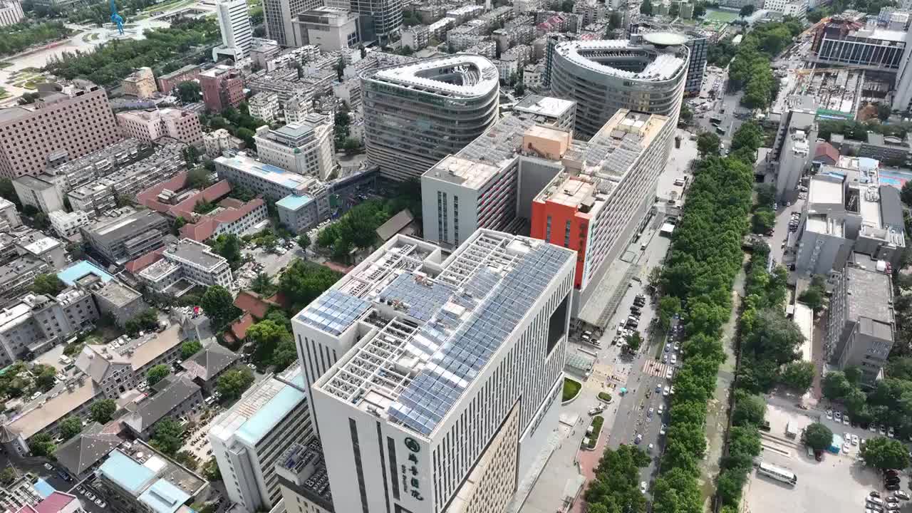 中国山东大学齐鲁医院航拍视频素材