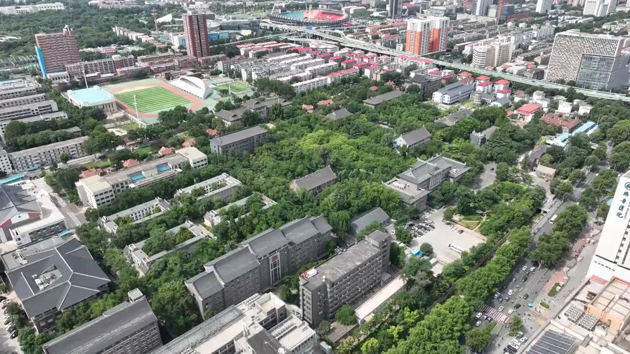 中国山东大学趵突泉校区航拍视频素材