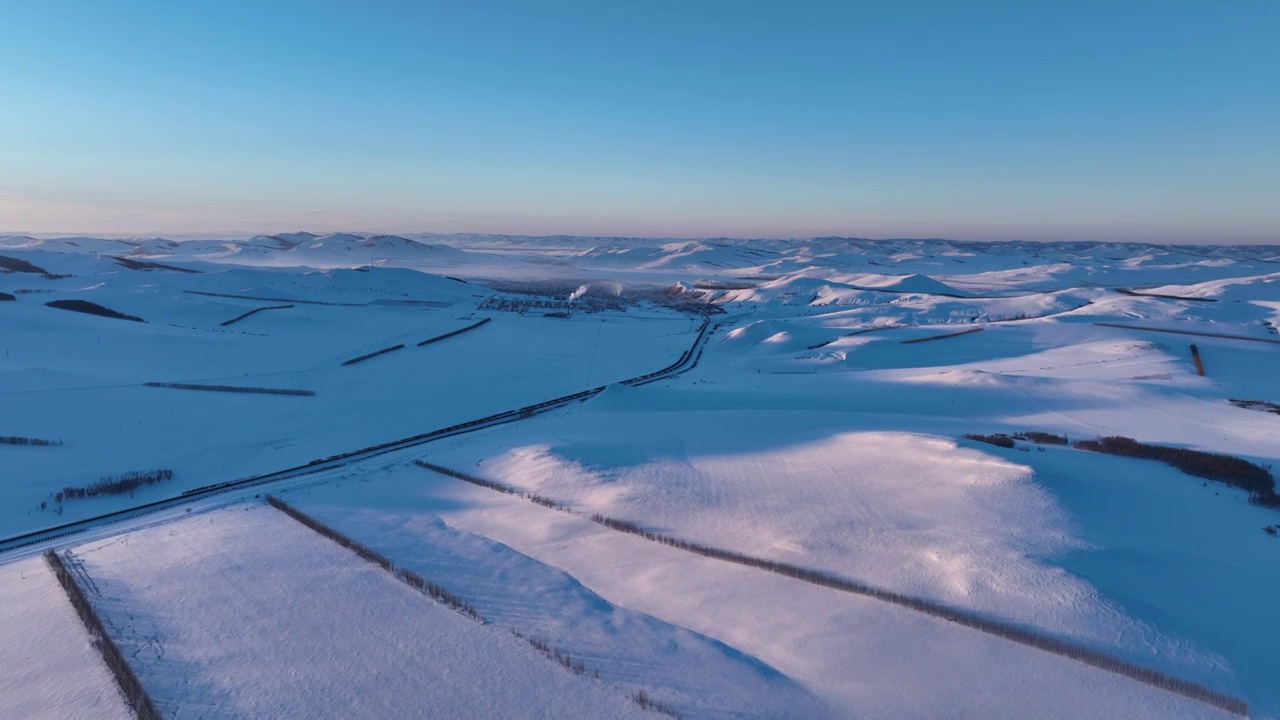 航拍额尔古纳雪域雪原风光视频素材