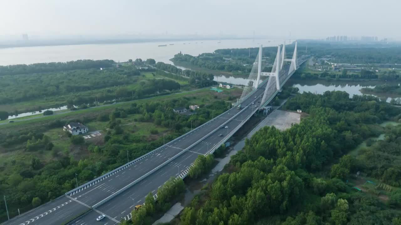 南京河西鱼嘴天后大桥视频素材