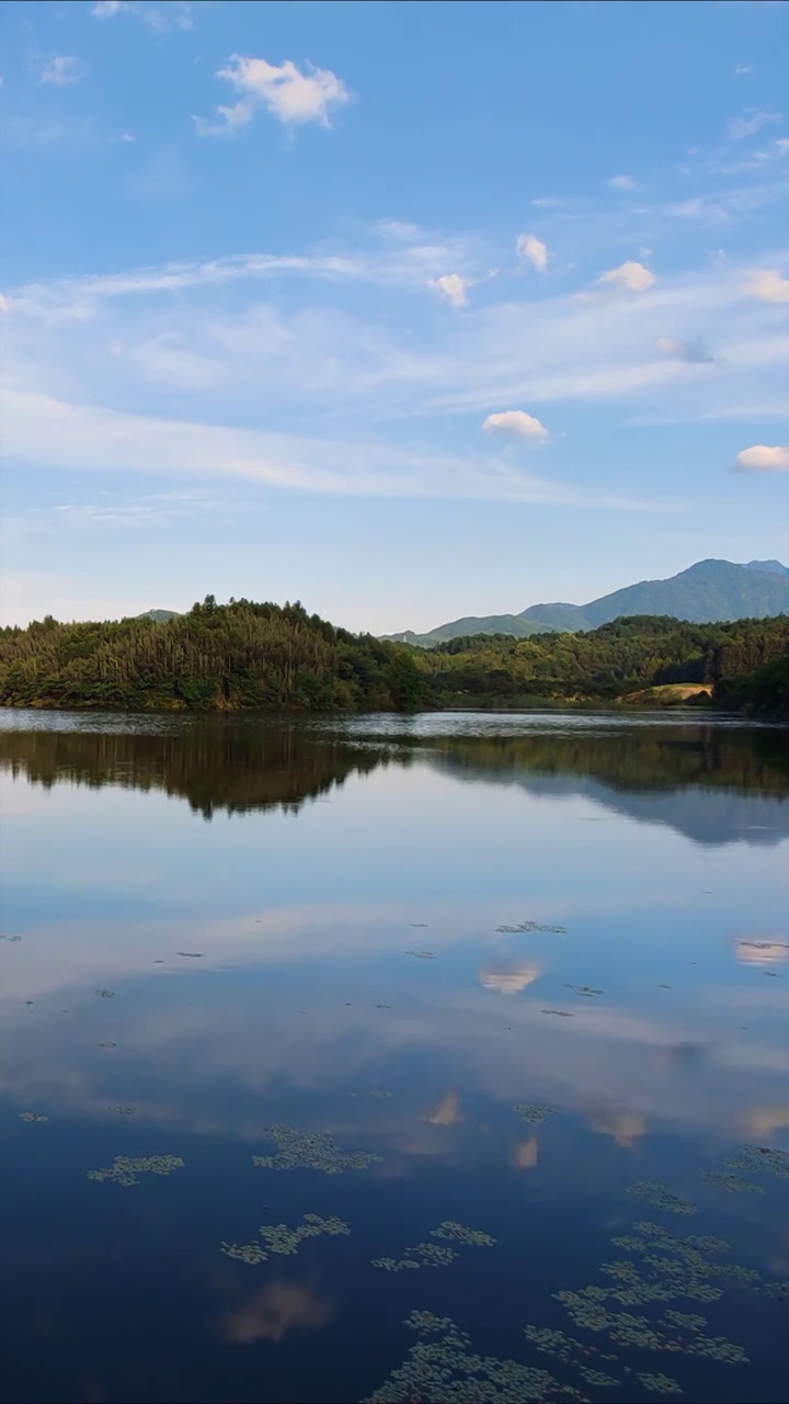 晴天黄山一处水面倒影竖屏视频素材