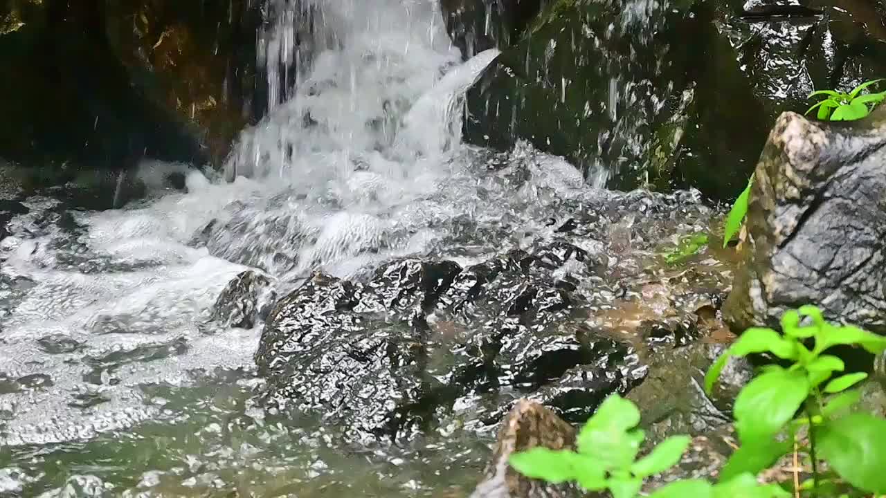 小溪流水小瀑布飞溅水花视频素材