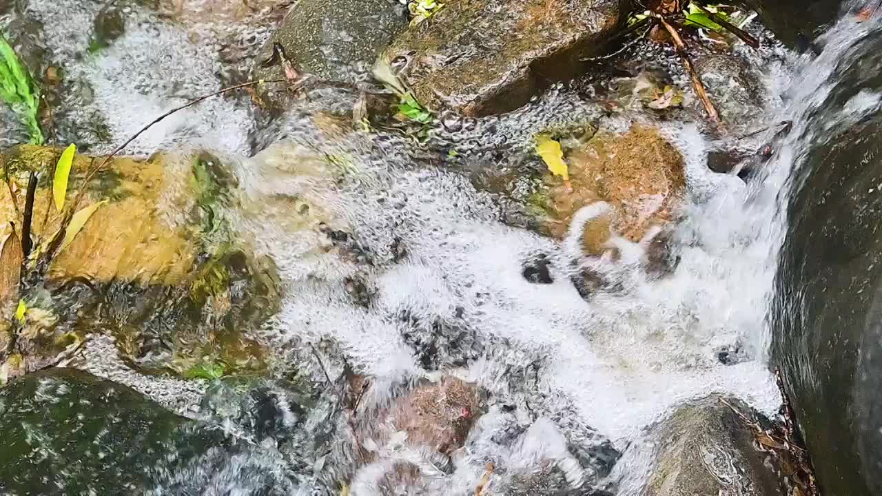 小溪流水小瀑布飞溅水花视频素材