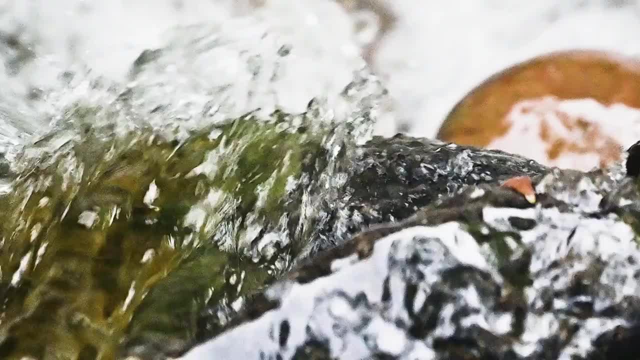 小溪流水小瀑布飞溅水花视频素材