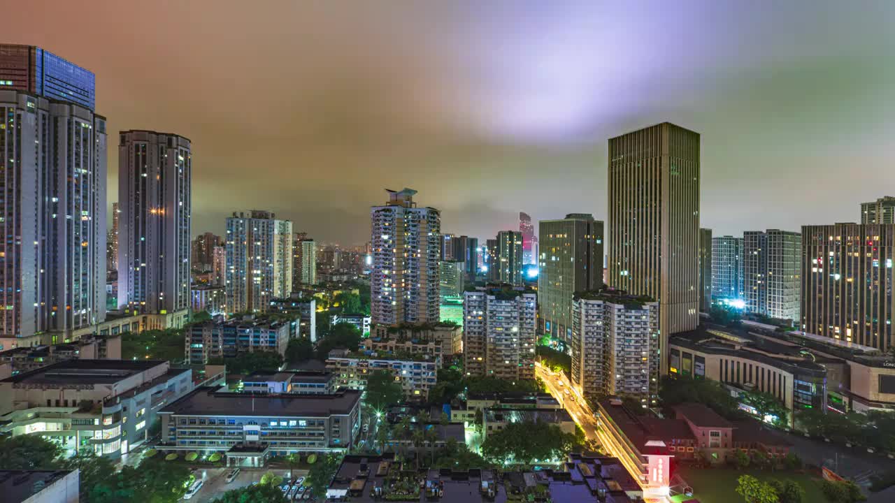 重庆大坪夜景风雨都市风光延迟视频素材