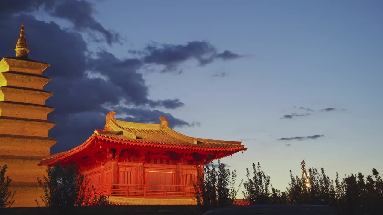 河北正定开元寺夜景视频素材