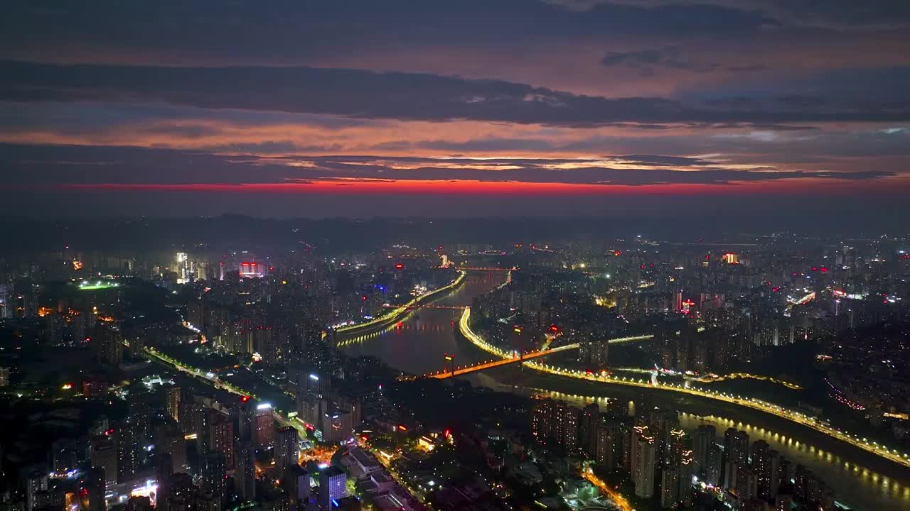 航拍重庆市区嘉陵江夜景都市风光视频素材