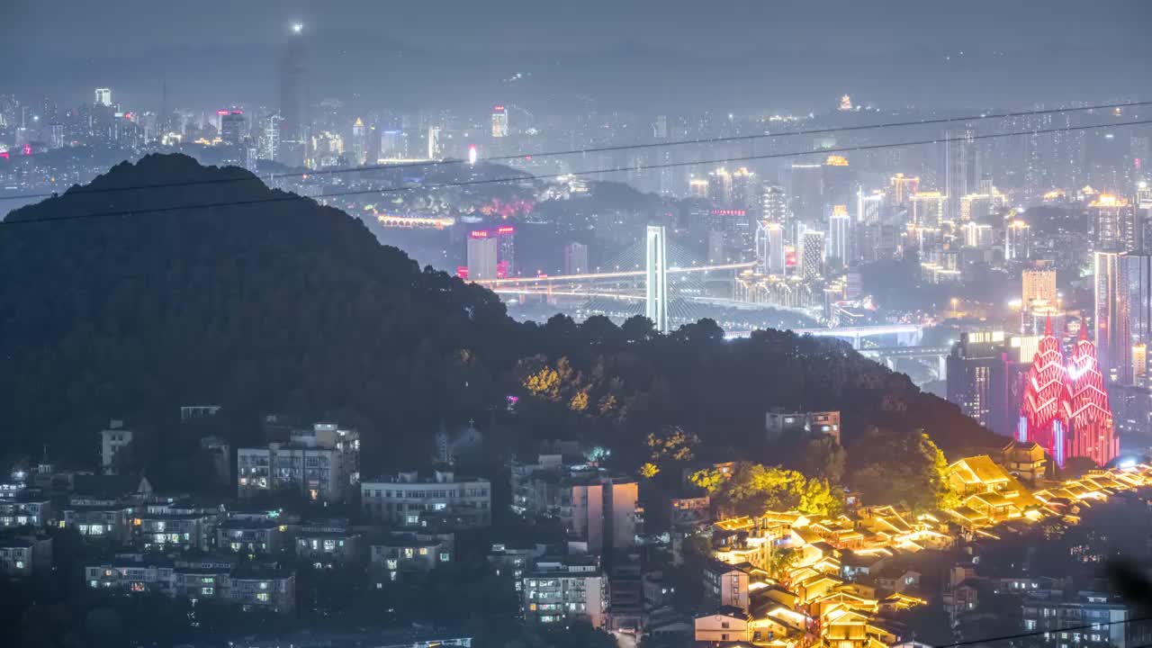 8K30P重庆黄角垭古镇渝中夜景风光延时视频视频素材