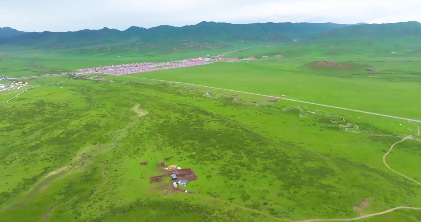 航拍夏季甘南碌曲县草原和湿地视频素材