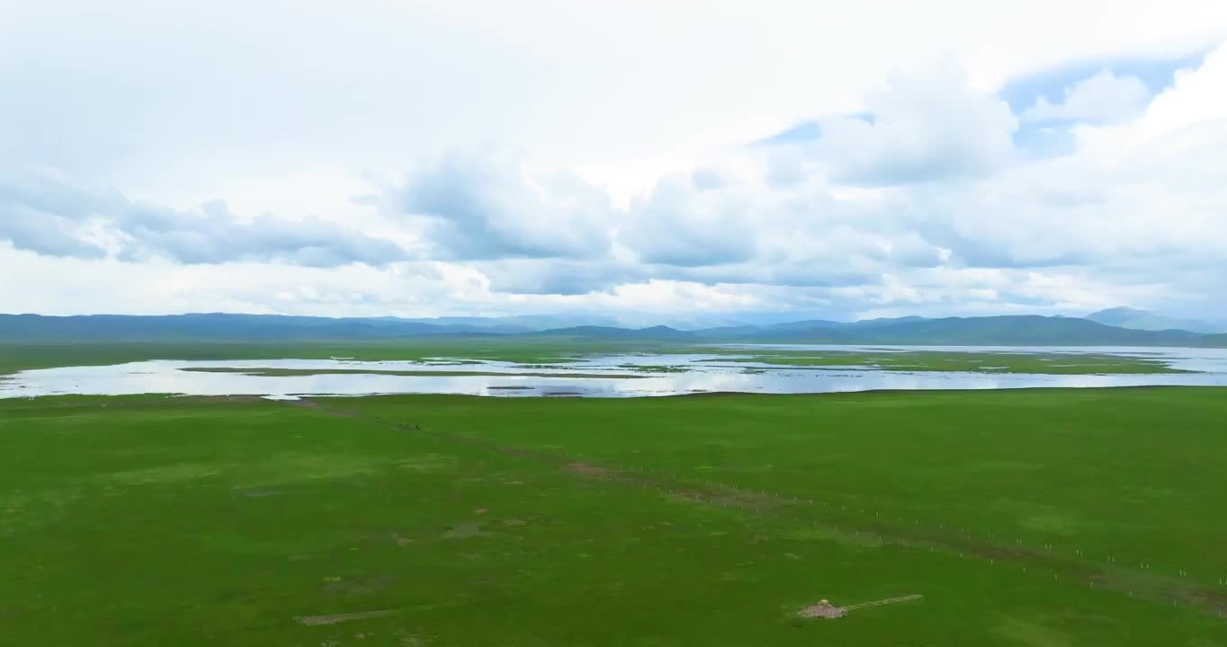 航拍夏季甘南碌曲县草原和湿地视频素材