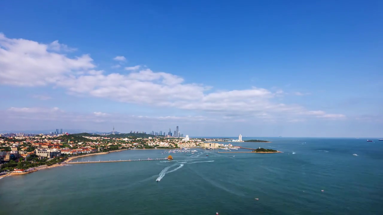 青岛前海湾夏日航拍视频素材