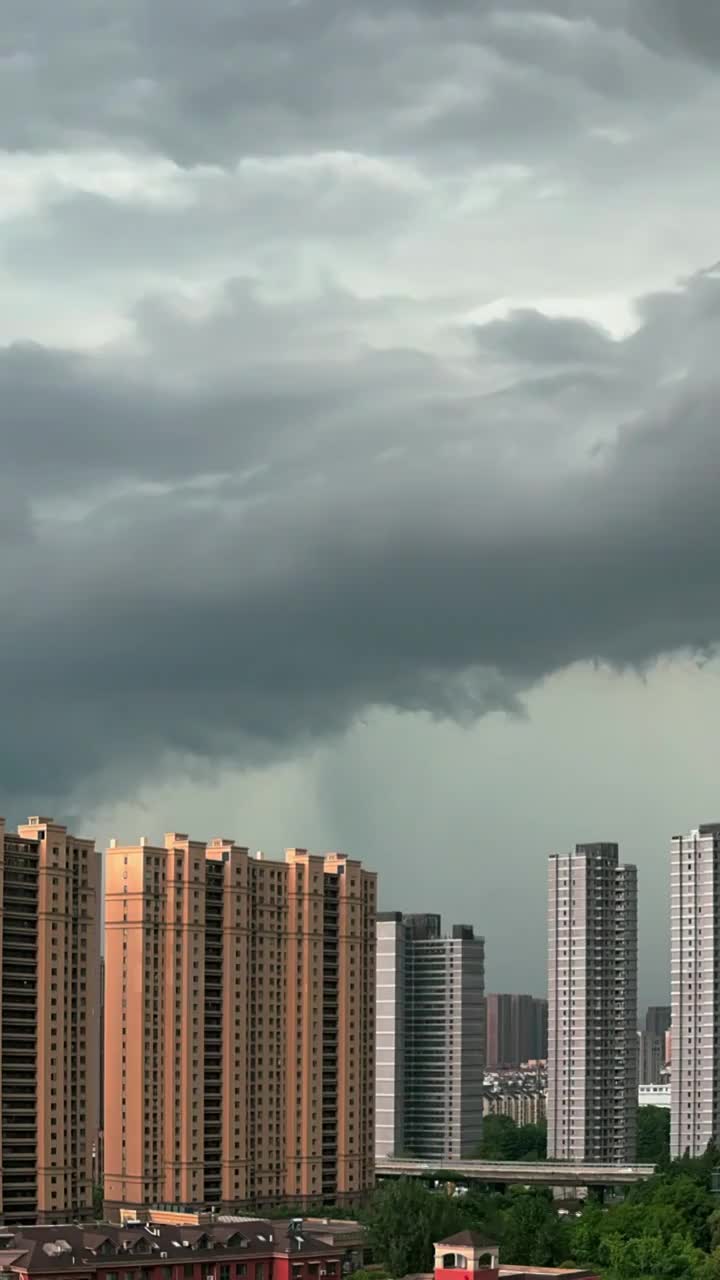 iPhone拍摄的杭州暴雨大风延时视频素材