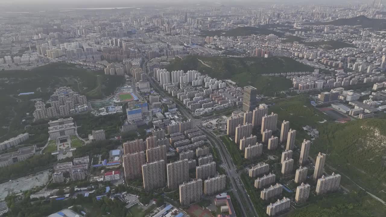 鸟瞰济南城市风光视频素材