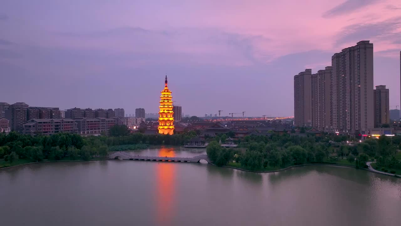 江苏涟水五岛湖万鸟归巢蔚为壮观视频素材