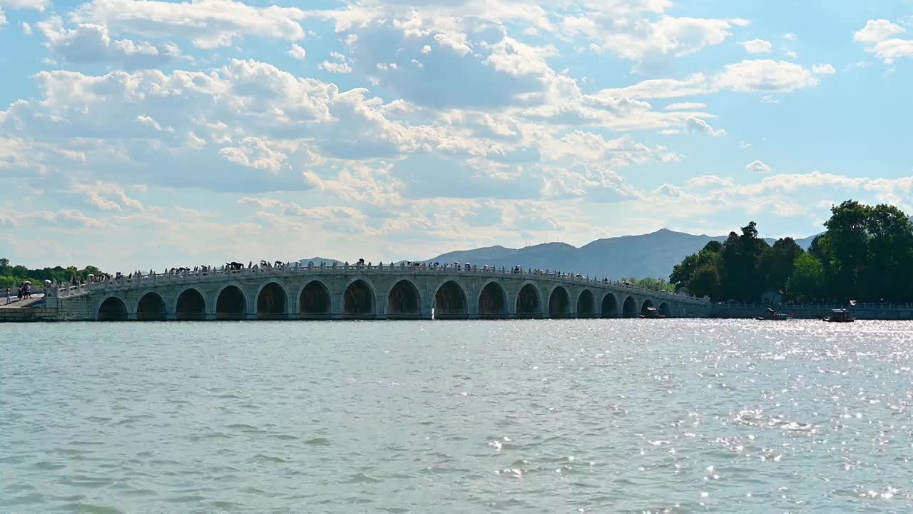 北京著名旅游景点皇家园林颐和园风景视频素材