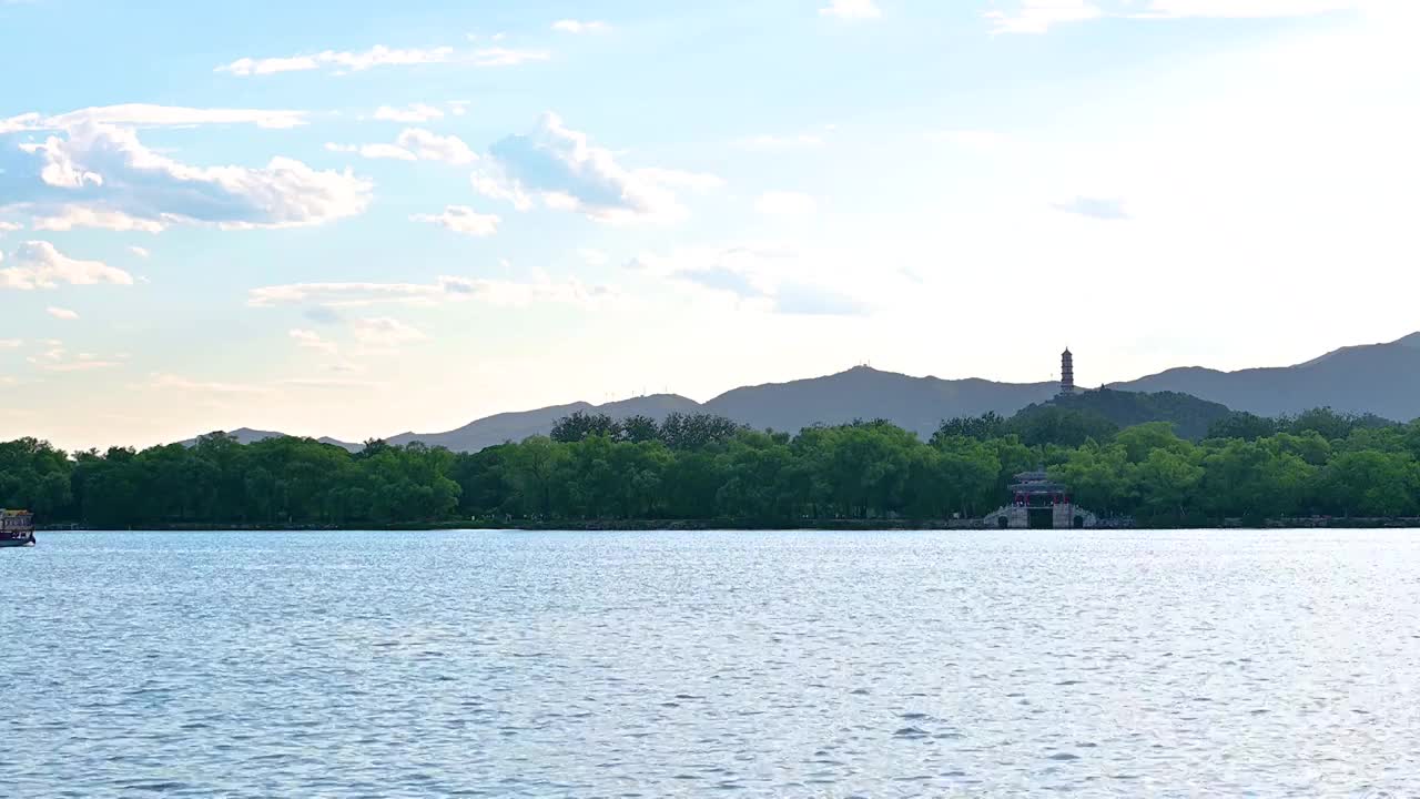 北京著名旅游景点皇家园林颐和园风景视频素材