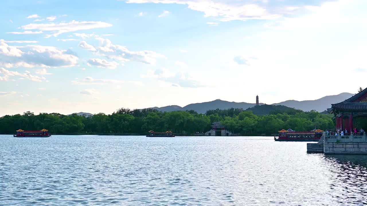 北京著名旅游景点皇家园林颐和园风景视频素材