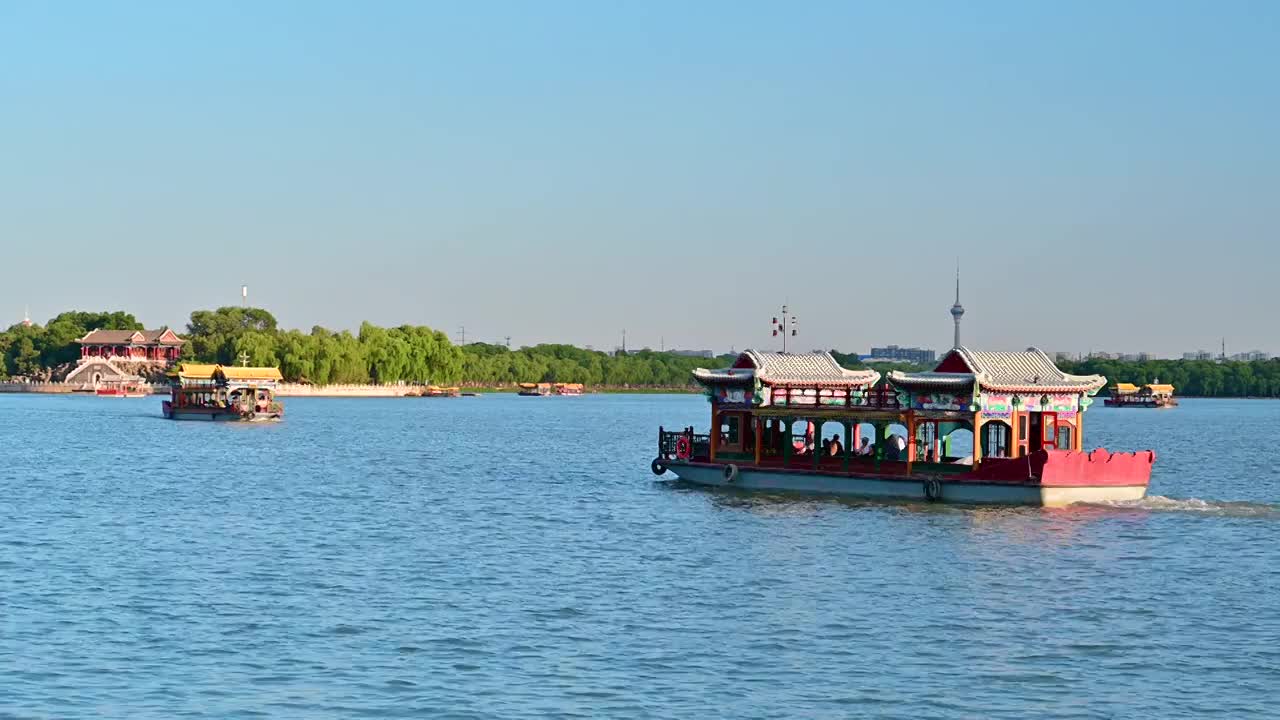 北京著名旅游景点皇家园林颐和园风景视频素材