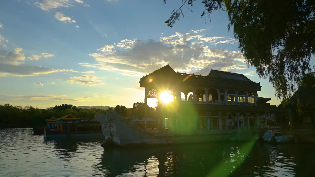 北京著名旅游景点皇家园林颐和园风景视频素材