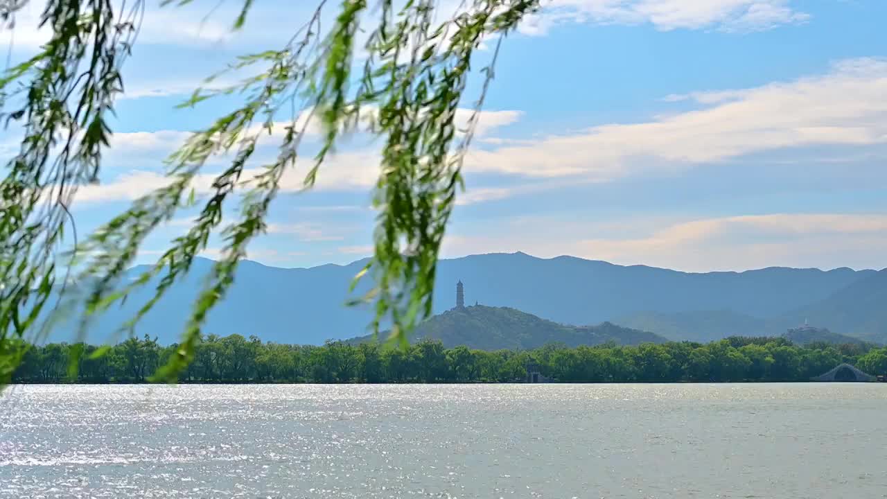 北京著名旅游景点皇家园林颐和园风景视频素材