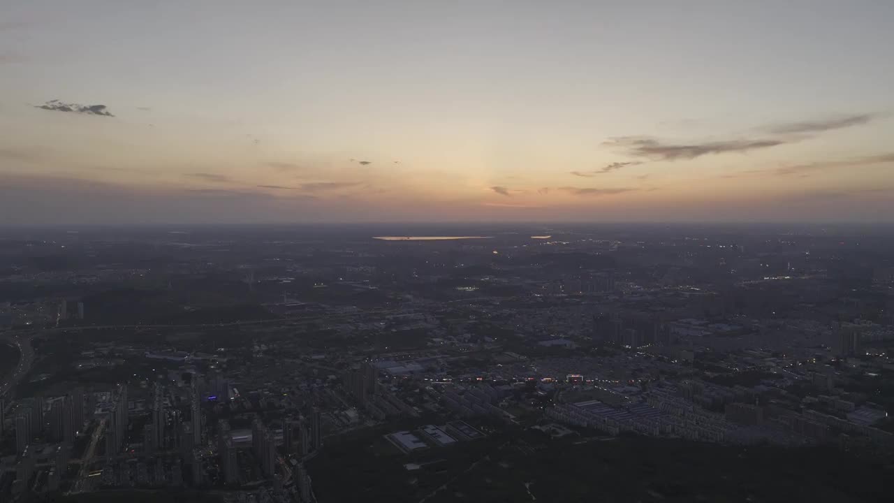 济南城市上空夕阳美景航拍视频素材