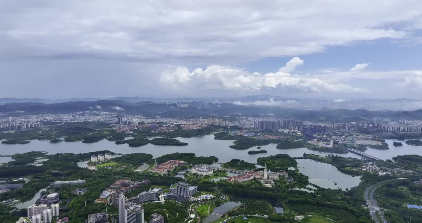 东莞松山湖华为溪村航拍视频素材