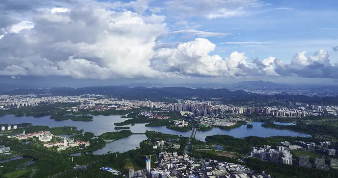 东莞松山湖华为溪村航拍视频素材