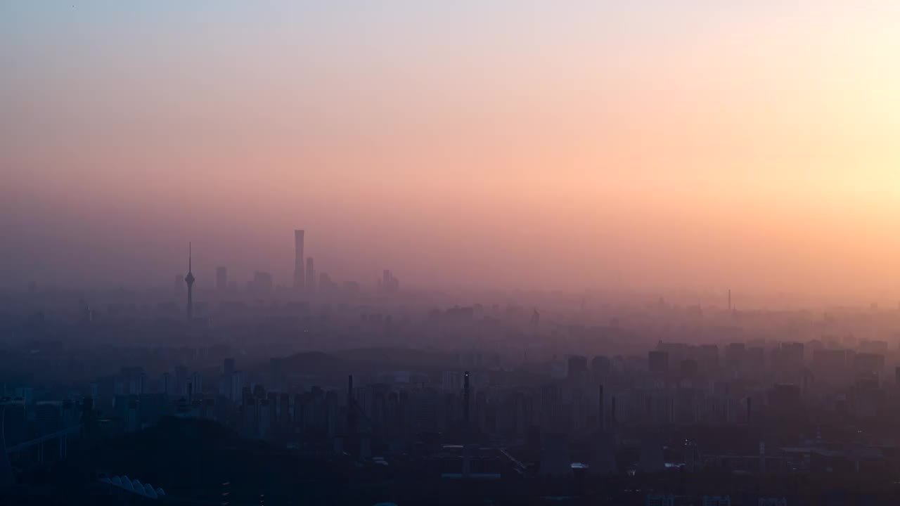 北京冬天清晨霞光视频素材