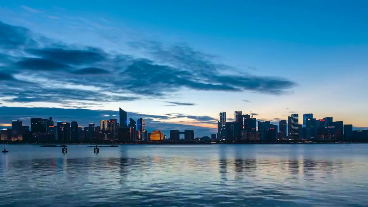 杭州钱江新城日落城市夜景视频素材