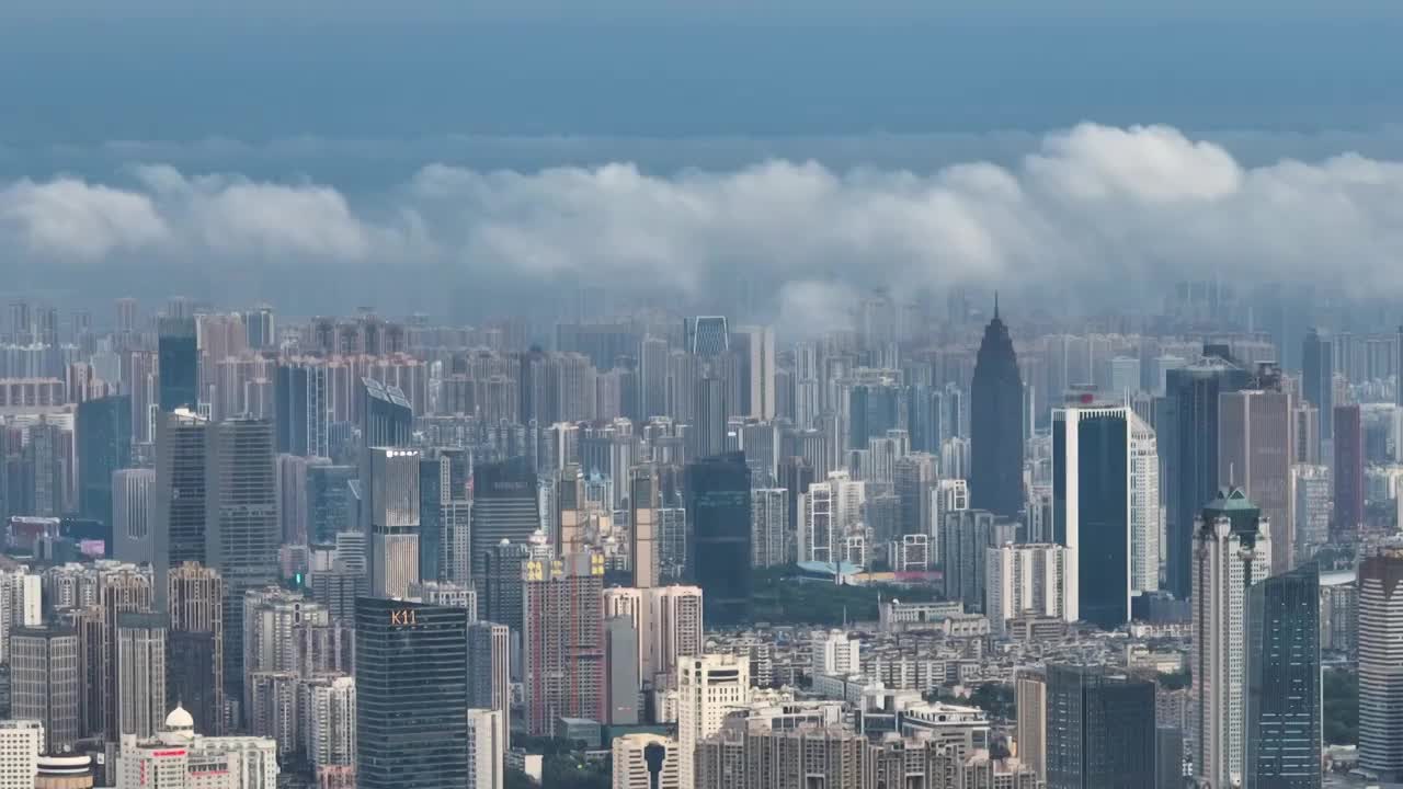 武汉地标CBD摩天大楼天际线风光视频素材